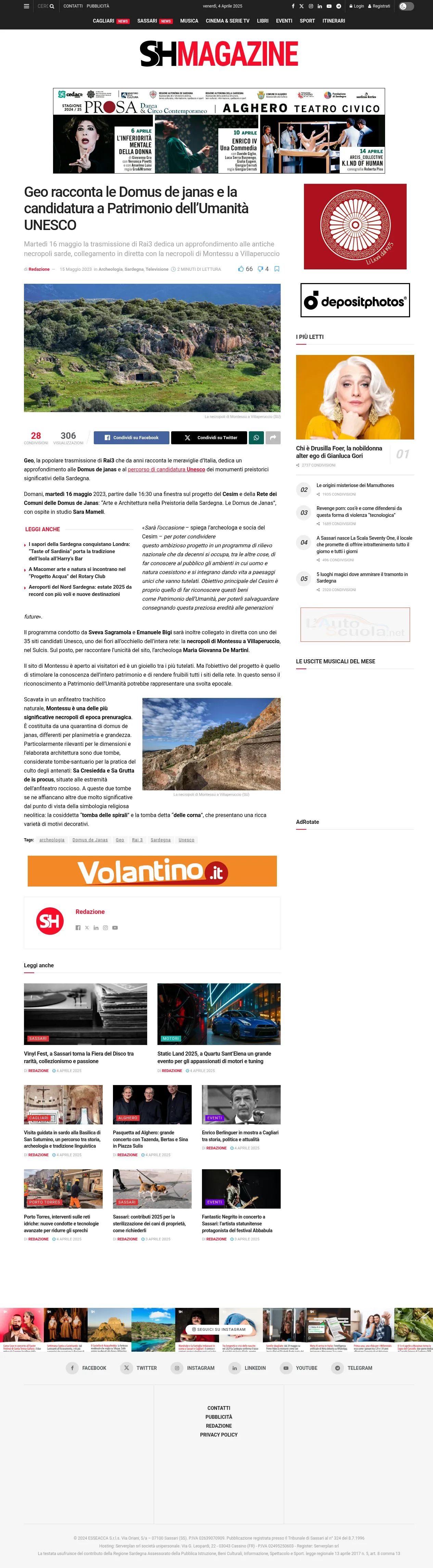 Geo illumina le Domus de Janas verso l'UNESCO